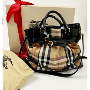 Burberry Large Buckle Bridle House Check Tote Bag